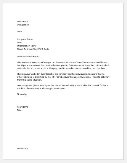 Example Of Complaint Letter Against Co Worker