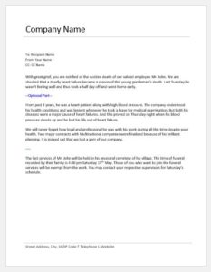 Death of an Employee Announcement to Staff