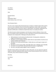 Formal dress code policy letter to staff