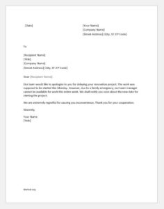 Apology letter for delay in service