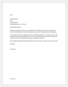 Contract renewal letter to the client