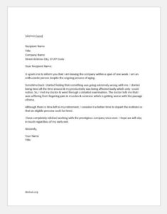 Resignation letter due to illness