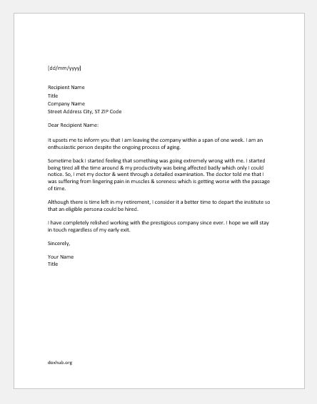 Sample Resignation Letter With Reason from www.doxhub.org