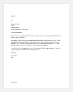 Resignation Letter for personal reason