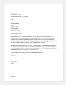 Recommendation letter for someone