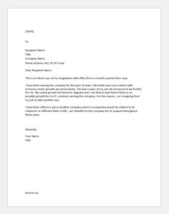 Resignation Letter to Take another Job -1