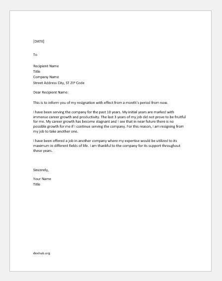Resignation Letter New Job from www.doxhub.org