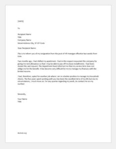Resignation Letter to Take another Job
