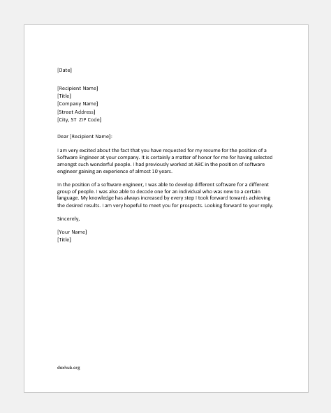 Cover Letter to Introduce a Resume