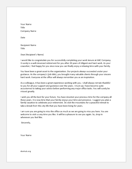 Sample Farewell Letter To Colleagues from www.doxhub.org