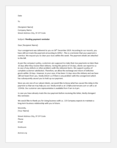 Payment collection letter