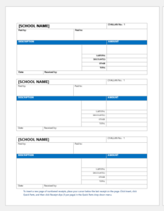 Editable School Fee Payment Receipt Templates | Document Hub