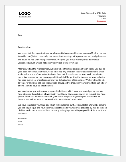 Warning Letter To Employee For Poor Performance from www.doxhub.org