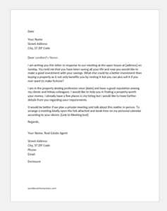 Letter from a real estate agent to a potential customer