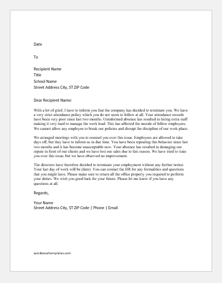 Termination Letter Sample At Will from www.doxhub.org