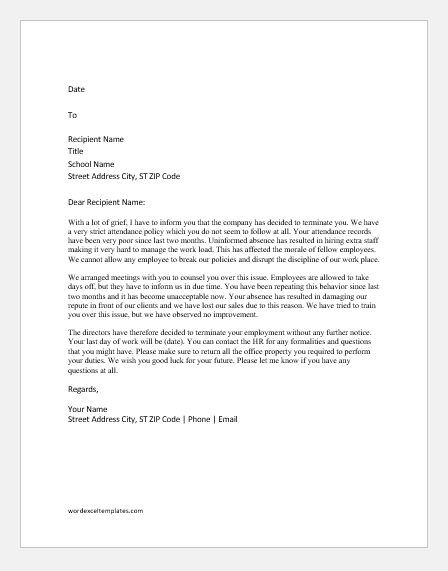 Sample Letter Of Firing An Employee from www.doxhub.org