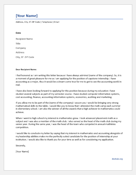 Cover Letters For An Accounting Intern Word Document Hub