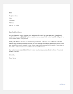 Letter to Grant Credit Approval