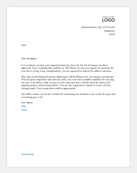 Letter To Approve A Vacation Or Leave Of Absence Document Hub