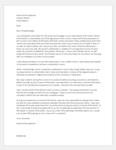 simple cover letter banker