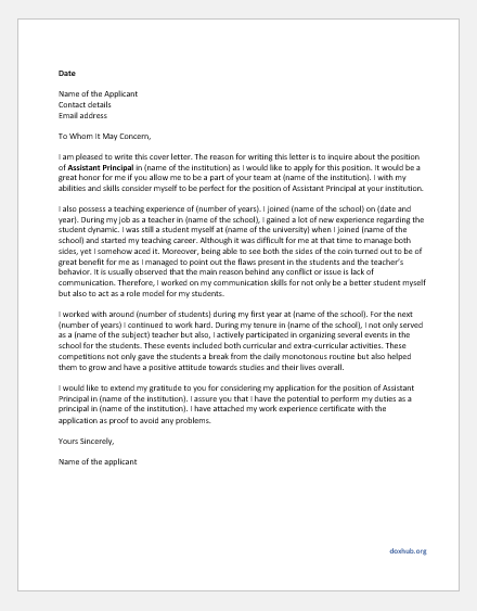 Sample Letter To Principal from www.doxhub.org