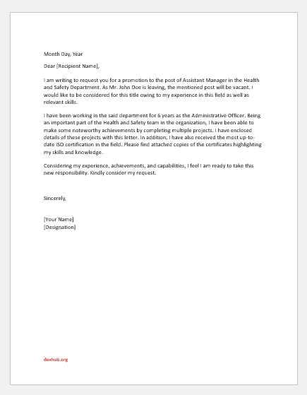 Request letter to manager for promotion