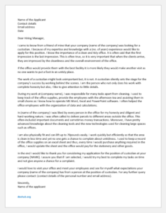 Cover letter for a custodian