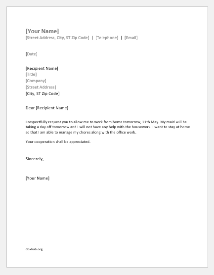 12 Letters for Requesting Boss to Work from Home | Download