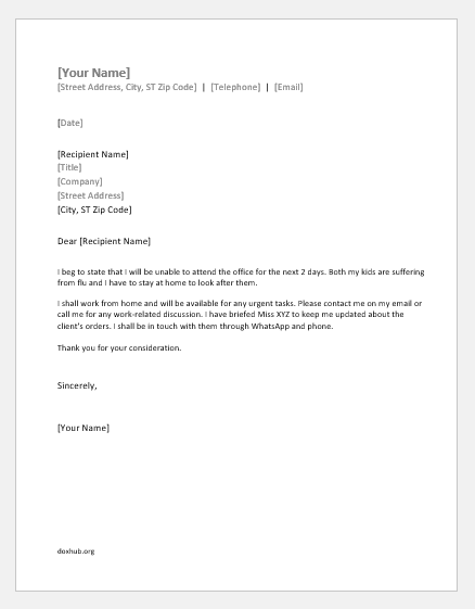12 Letters For Requesting Boss To Work From Home Download