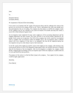 Suspension Letter for Fuel Stealing