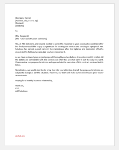 Construction Contract Acceptance Letter Template
