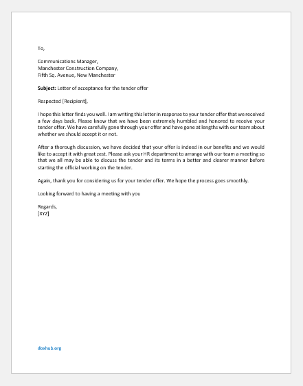 Offer Letter Response Sample from www.doxhub.org