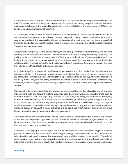 Business Analyst Resume Summary Samples