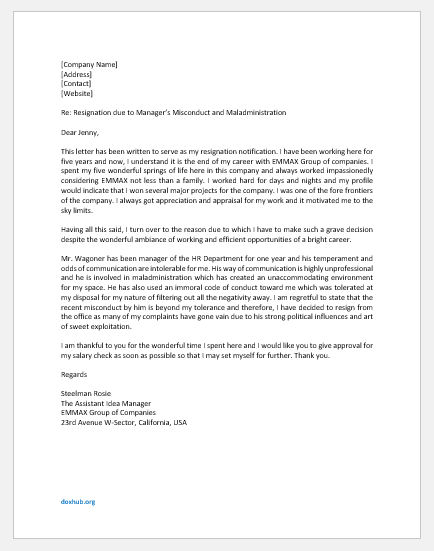 Heat of the moment resignation letter