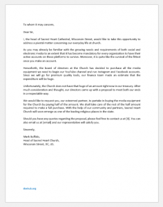 Request Letter for Media Equipment of Church