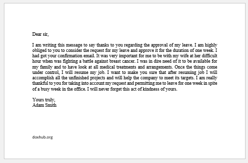 Thank You Message To Boss For Leave Approval Document Hub