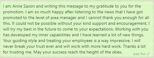 Thank You Message to Boss for Promotion