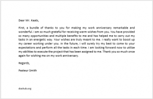 Thank You Message to Boss for Work Anniversary  Document Hub