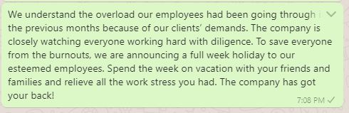 Holiday Shutdown Notice to Employees