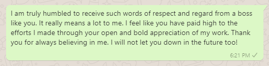 Thank You Reply to Boss for Appreciation