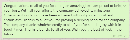 Thank You Message to Employees during Difficult Times
