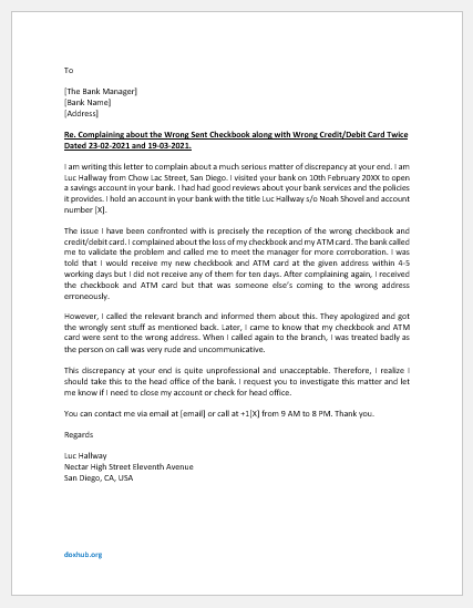 Strong Complaint Letter to Bank