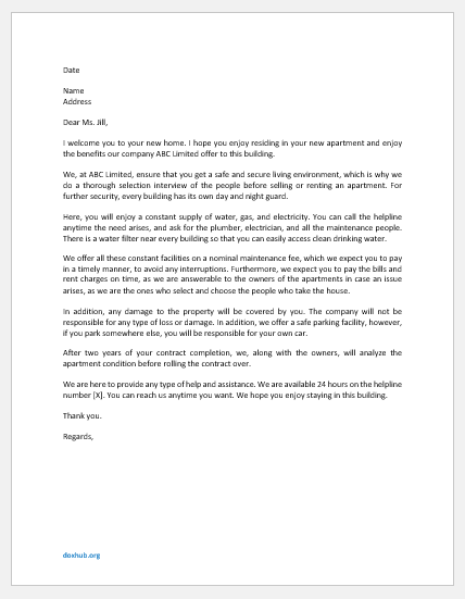 Property Management Welcome Letter Template Download