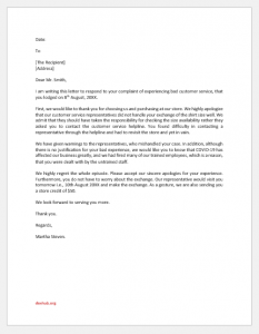 Letter Responding Concern of Customer Service