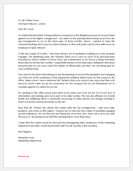 Sample letter responding to false allegations