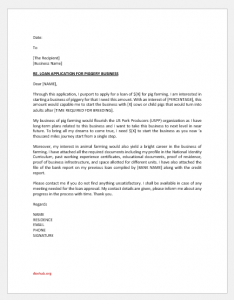 Application Letter for Piggery Loan