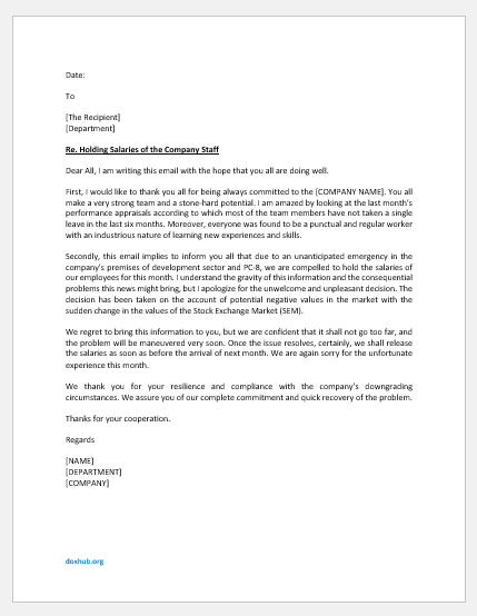 Salary Hold Email To Employees Document Hub