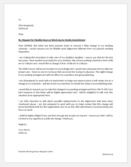 Flexible Working Hours Request Letter Document Hub