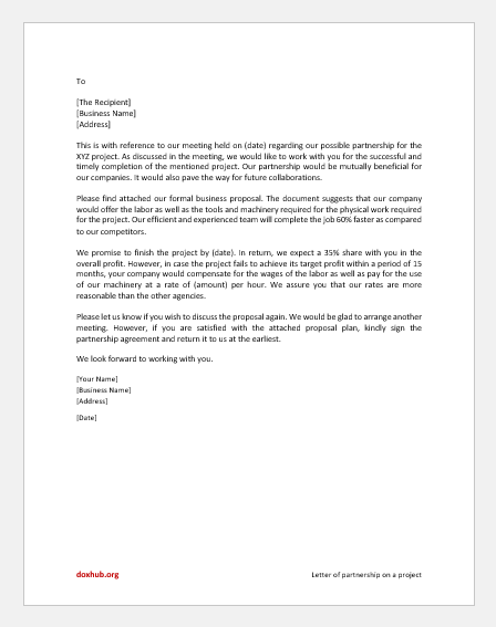 Letter for Partnership on a Project