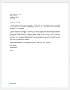 Appeal letter against an unfair decision